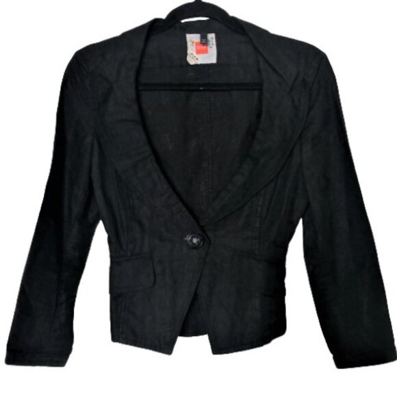 Hugo Boss lace or mesh burnt out back black natural fibers fitted blazer  jacket - Picture 1 of 16